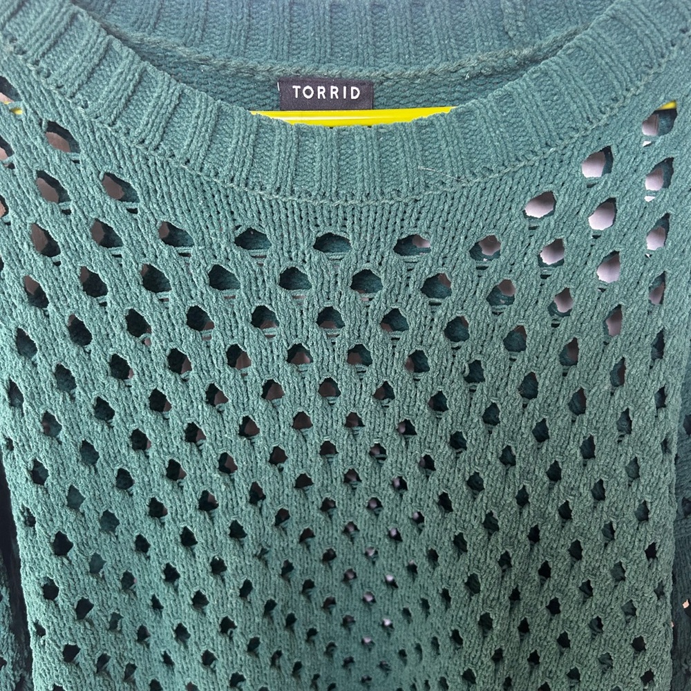 Torrid Green Open-Knit Women's Sweater